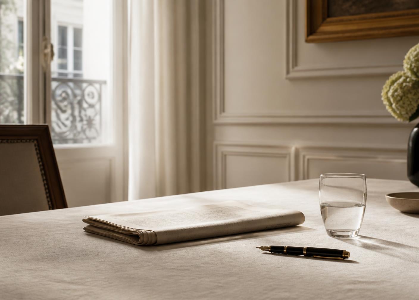 Meeting table detail in daylight